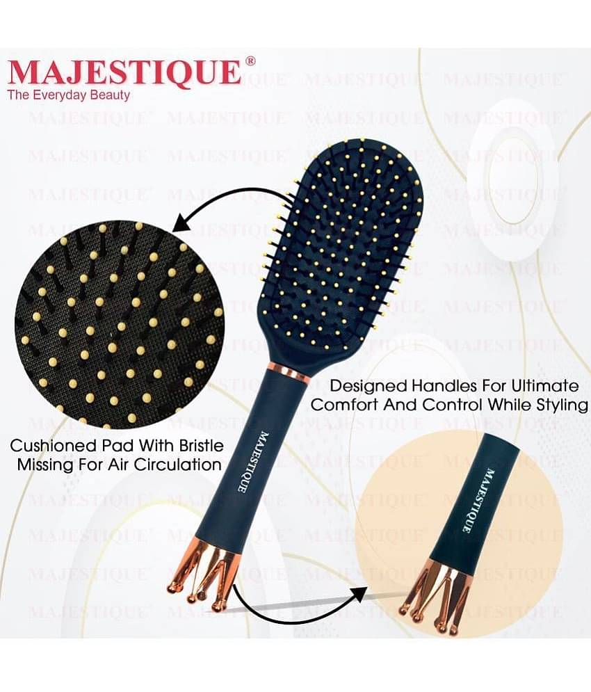 Majestique Small Paddle Hair Brush Bio-Friendly Detangling Brush Hair Comb Crown Handle - 1Pcs Black