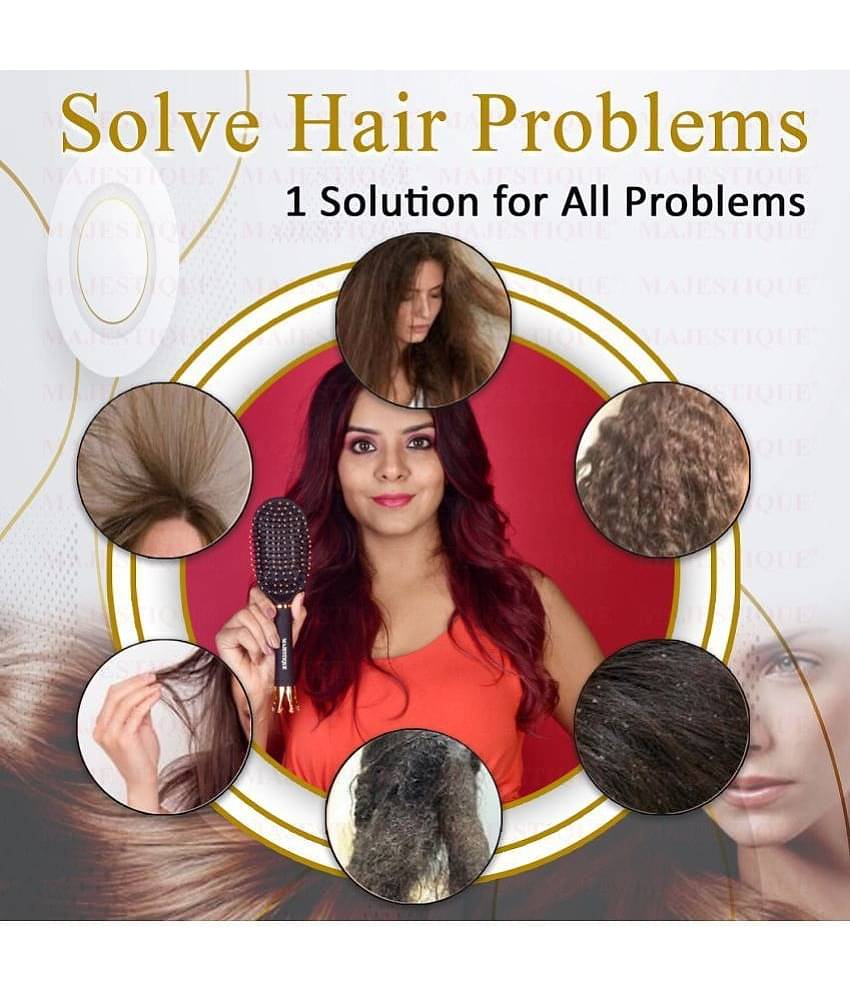 Majestique Small Paddle Hair Brush Bio-Friendly Detangling Brush Hair Comb Crown Handle - 1Pcs Black