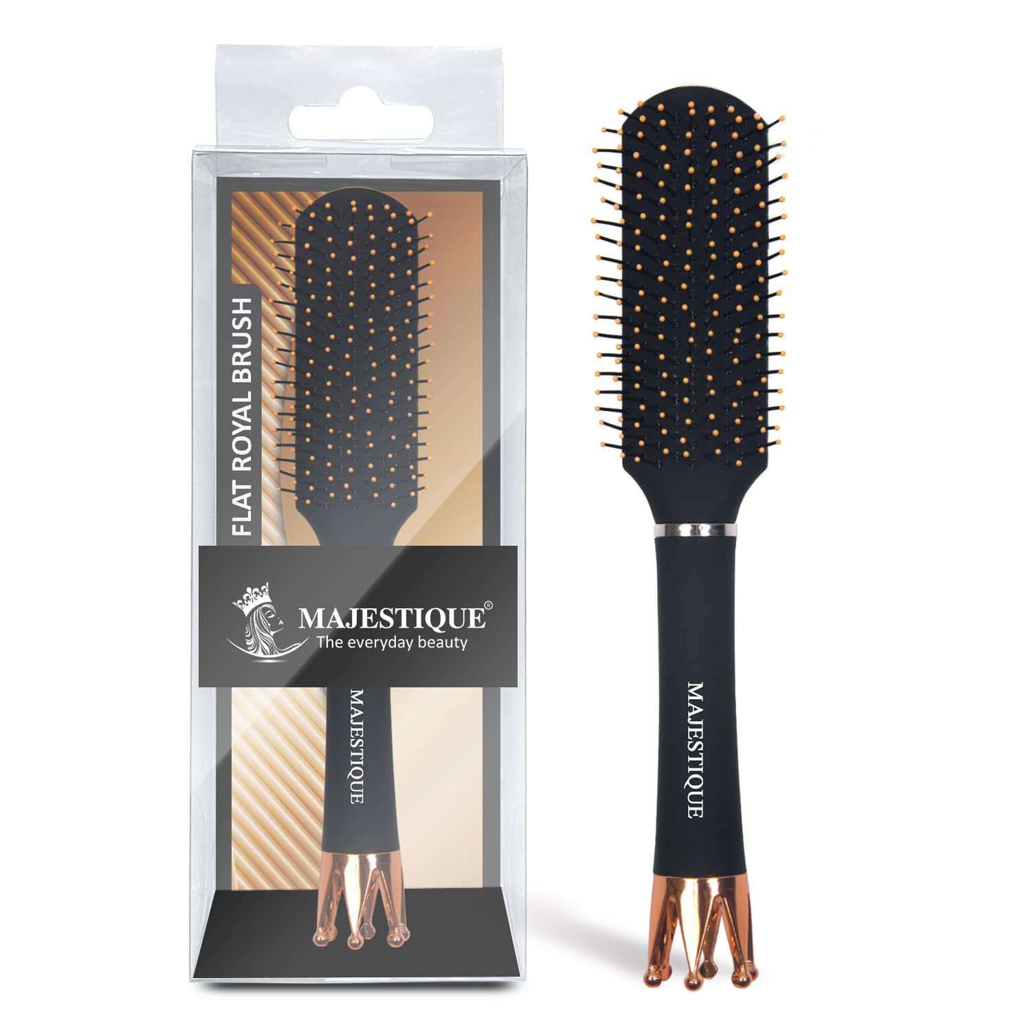 Majestique Crown Series Flat Hair Brush Wet & Dry Hair-Row Smoothing Detangling for Women and Men