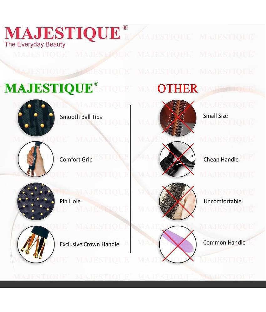 Majestique Crown Series Flat Hair Brush Wet & Dry Hair-Row Smoothing Detangling for Women and Men