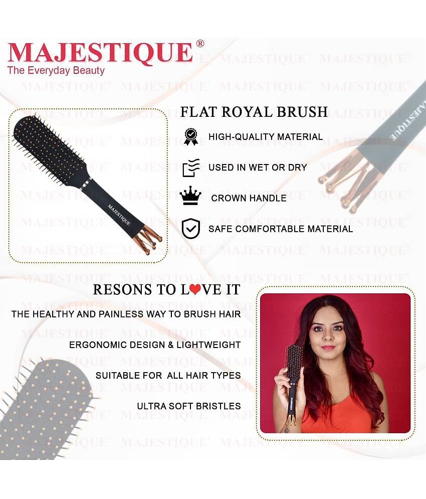 Majestique Crown Series Flat Hair Brush Wet & Dry Hair-Row Smoothing Detangling for Women and Men