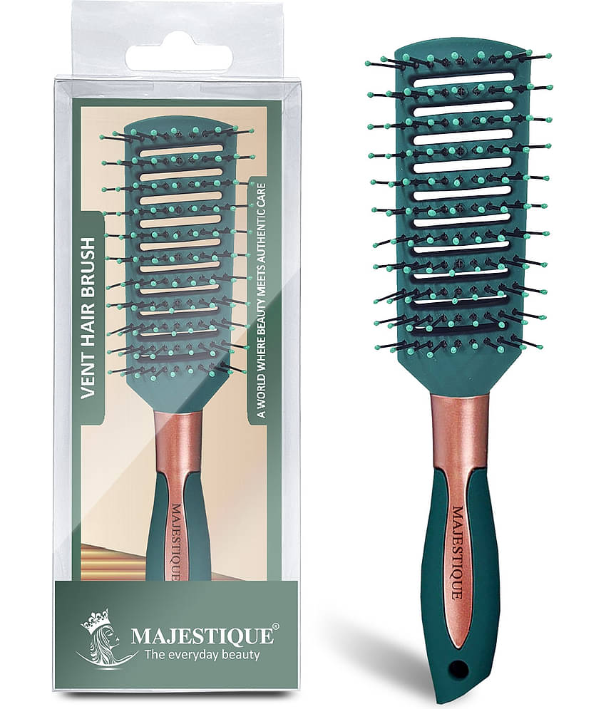 Majestique Vented Hair Brush for Blow Drying Long Thin Dry or Wet Styling for Women - 1 Pcs (Green)