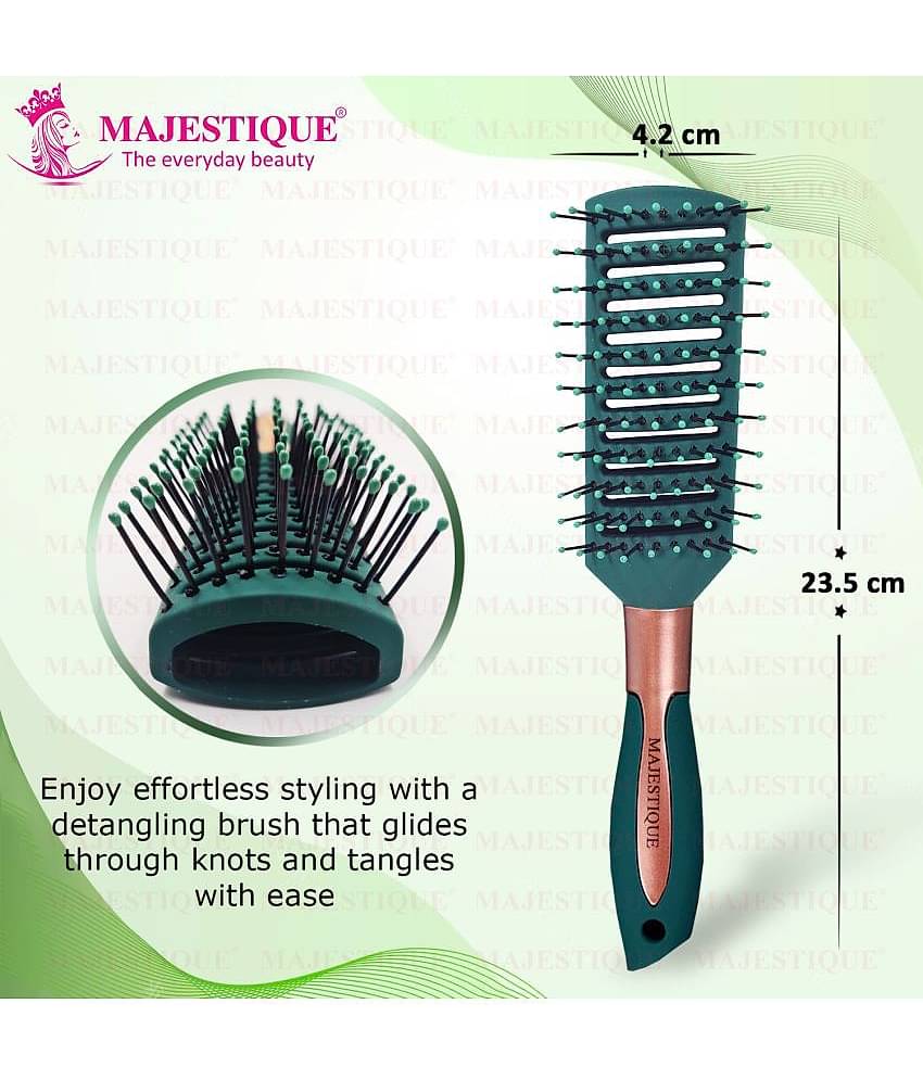 Majestique Vented Hair Brush for Blow Drying Long Thin Dry or Wet Styling for Women - 1 Pcs (Green)