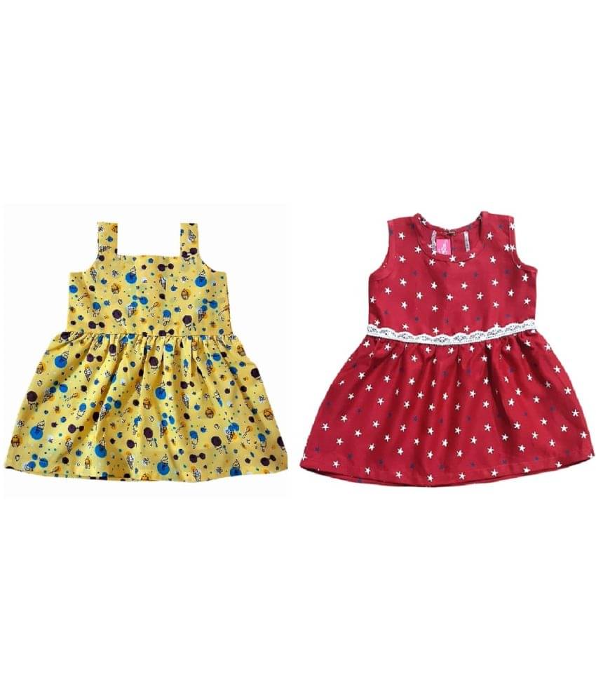     			Prachalan Pack of 2 Baby Girls Cotton Blend Dress ( Red & Yellow )