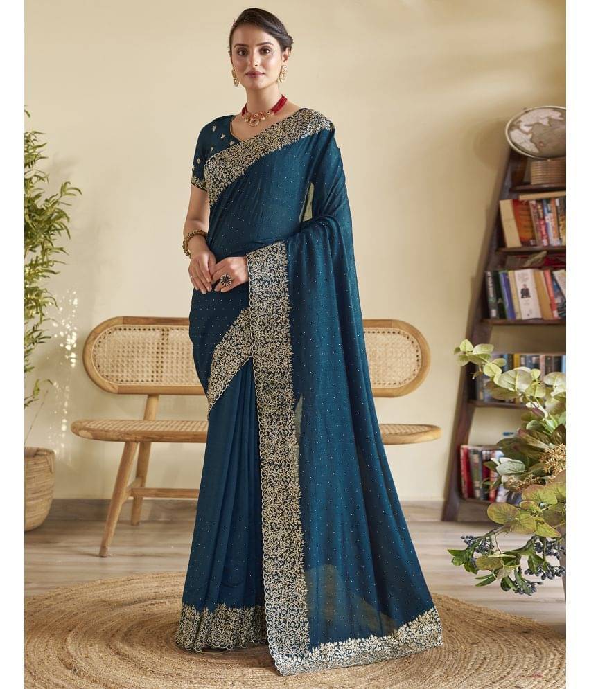 Samah Silk Embellished Saree With Unstitched Blouse Piece ( SkyBlue ) Samah Silk Embellished Saree With Unstitched Blouse Piece ( SkyBlue )