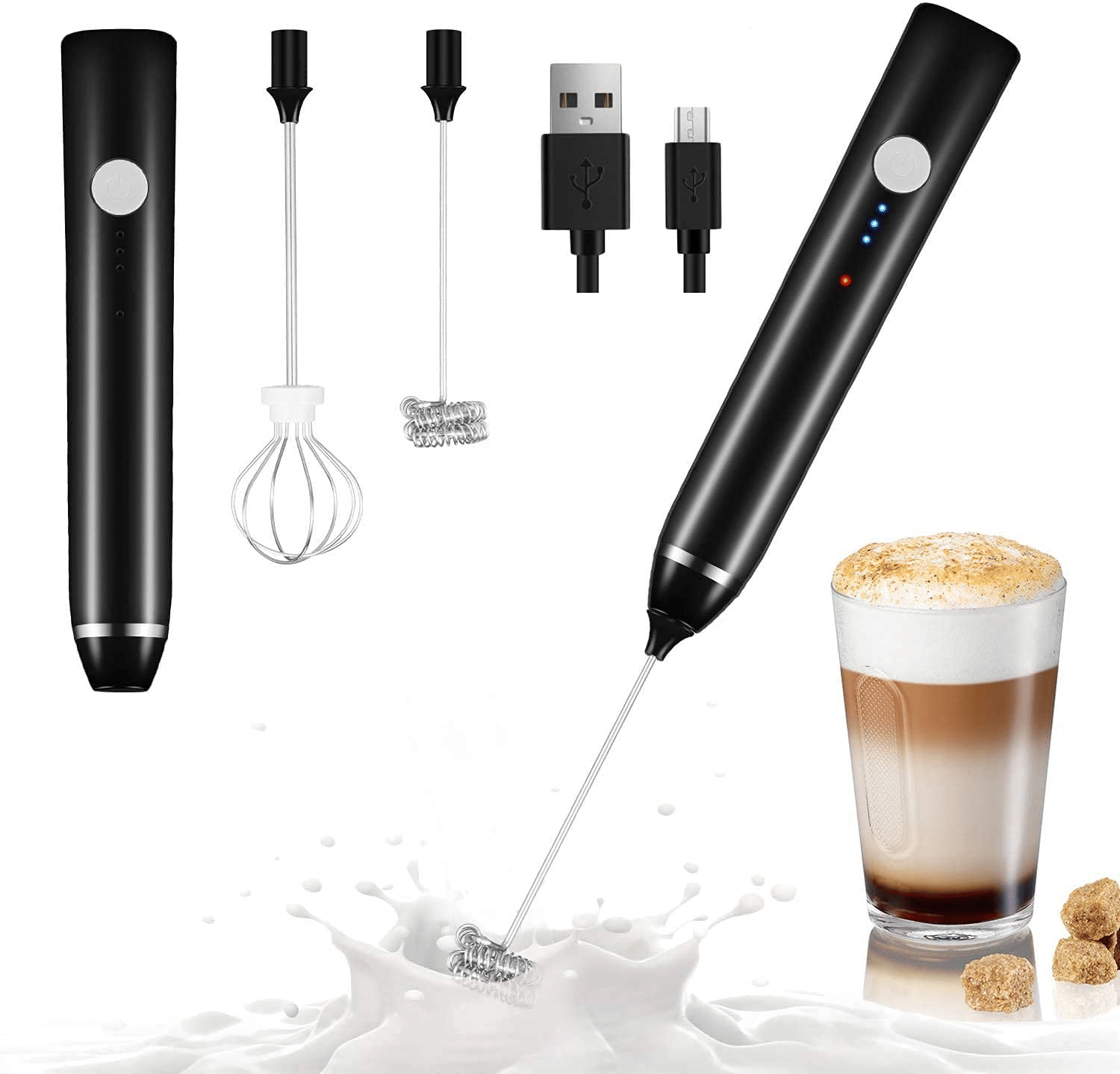     			Saykhus Black Milk Frother 100 Hand Blender Electric Whisker