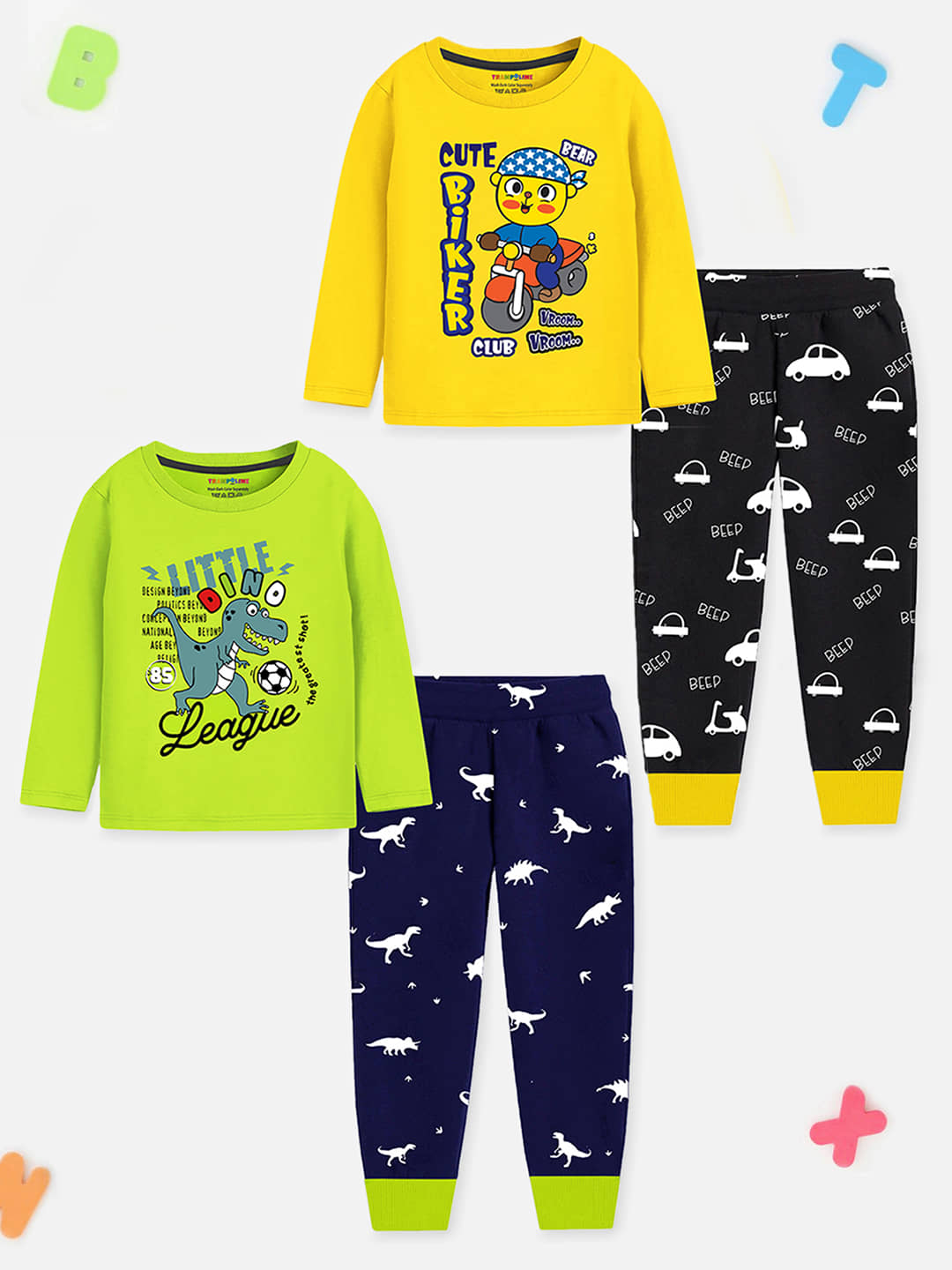Trampoline Pack of 1 Boys Cotton Blend Nightsuit Set ( Multicolor 2 ) - Nightwear & Loungewear | Buy online on ZillyBuy