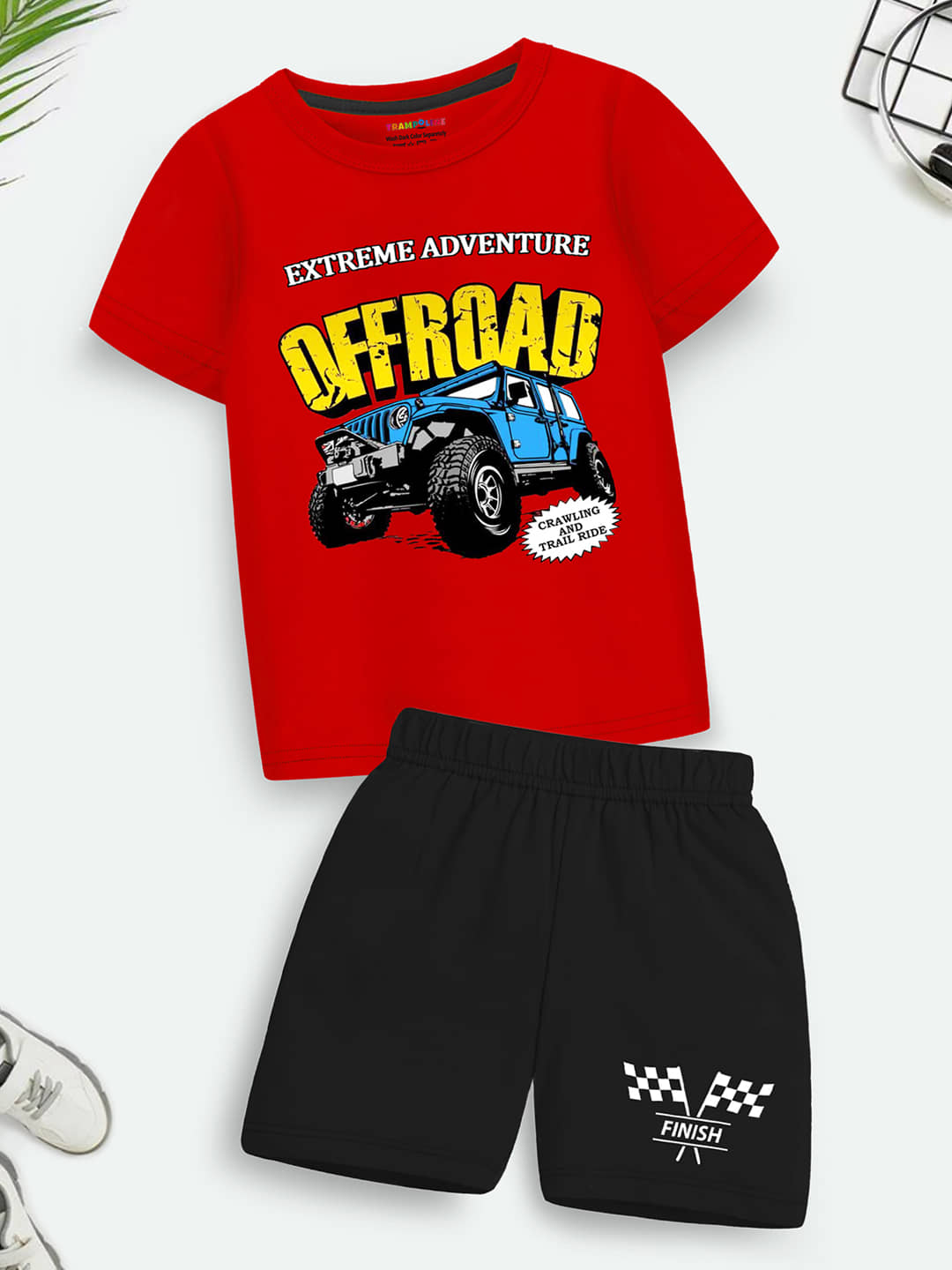 Trampoline Pack of 1 Boys Cotton Blend T-Shirt & Shorts Set ( Multicolor2 )