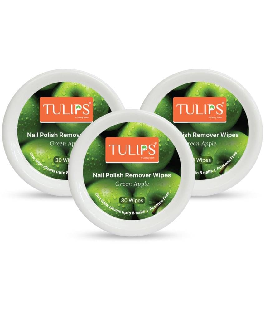     			Tulips Acetone Free, Apple Extract&Tea Tree Oil Nail Paint Remover Pads 213 mL Pack of 3