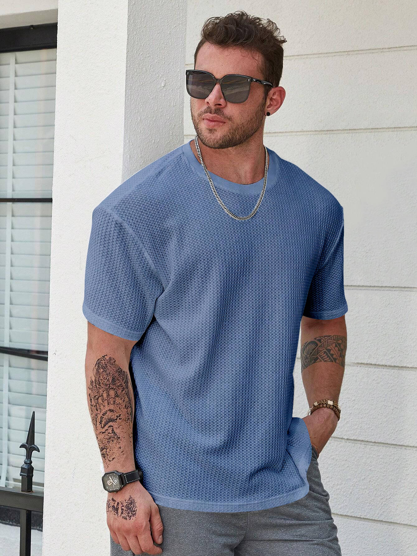     			fashion and youth Pack of 1 Cotton Blend Oversized Fit Men's T-Shirt ( Blue )