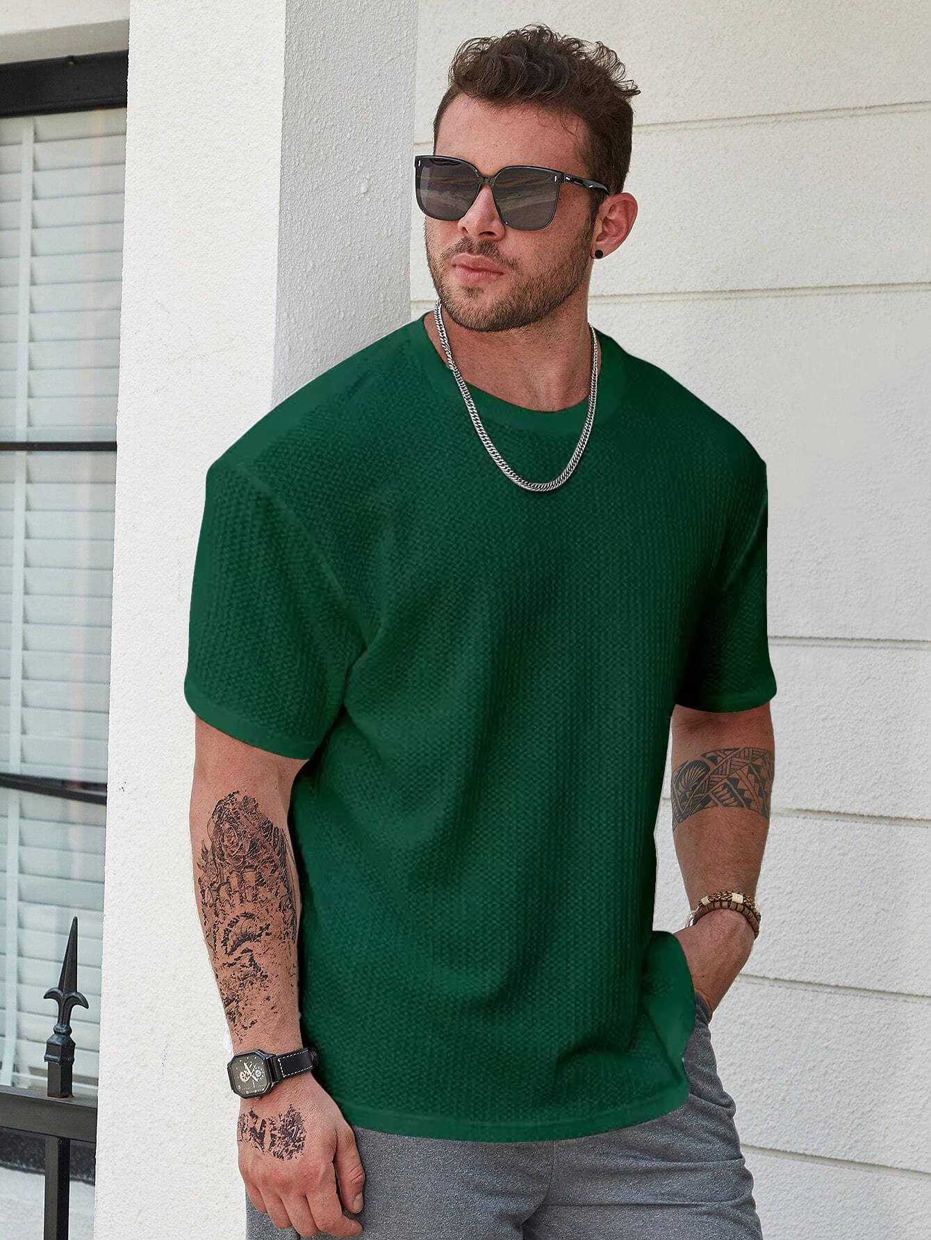     			fashion and youth Pack of 1 Cotton Blend Oversized Fit Men's T-Shirt ( Green )