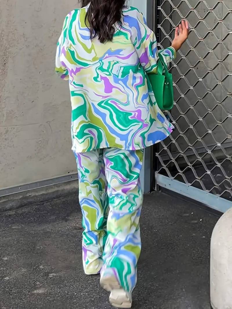     			gufrina Women Printed Shirt With Trousers Co-Ord Set ( White )