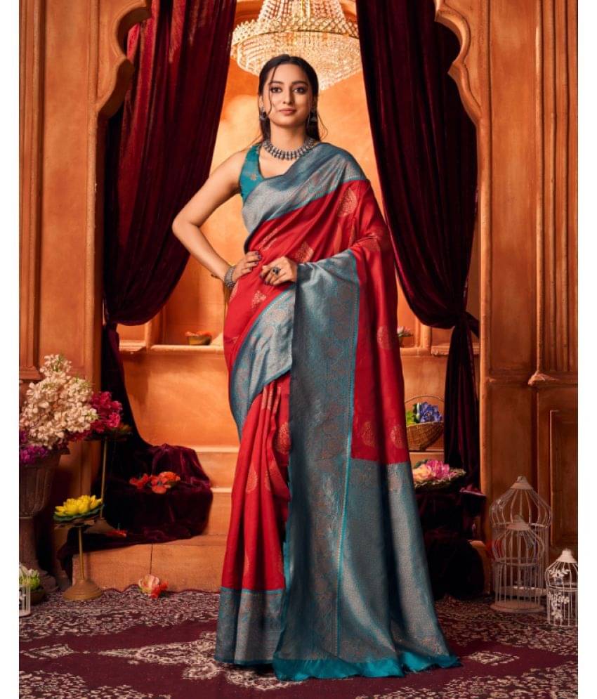 Aadvika Banarasi Silk Printed Saree With Unstitched Blouse Piece ( Purple ) Aadvika Banarasi Silk Printed Saree With Unstitched Blouse Piece ( Purple )