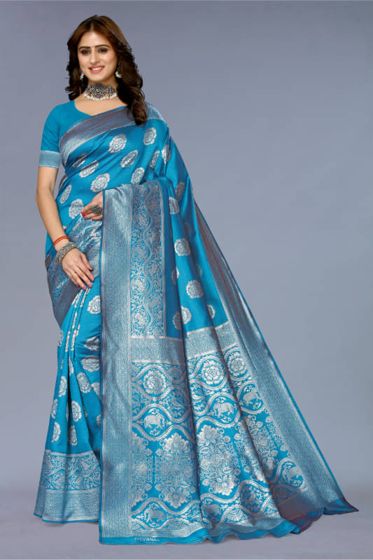     			Aadvika Banarasi Silk Printed Saree With Unstitched Blouse Piece ( Multicolour )