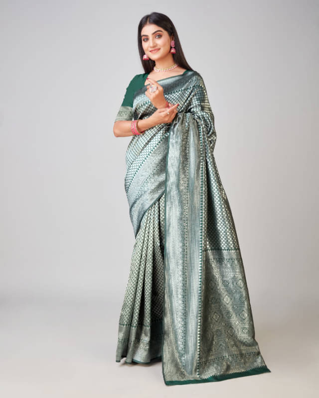     			Aadvika Banarasi Silk Printed Saree With Unstitched Blouse Piece ( Multicolour )