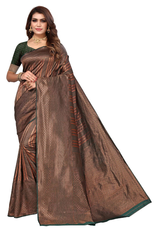 Aadvika Banarasi Silk Printed Saree With Unstitched Blouse Piece ( Multicolour ) Aadvika Banarasi Silk Printed Saree With Unstitched Blouse Piece ( Multicolour )