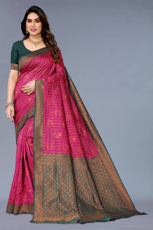     			Aadvika Banarasi Silk Printed Saree With Unstitched Blouse Piece ( Multicolour )