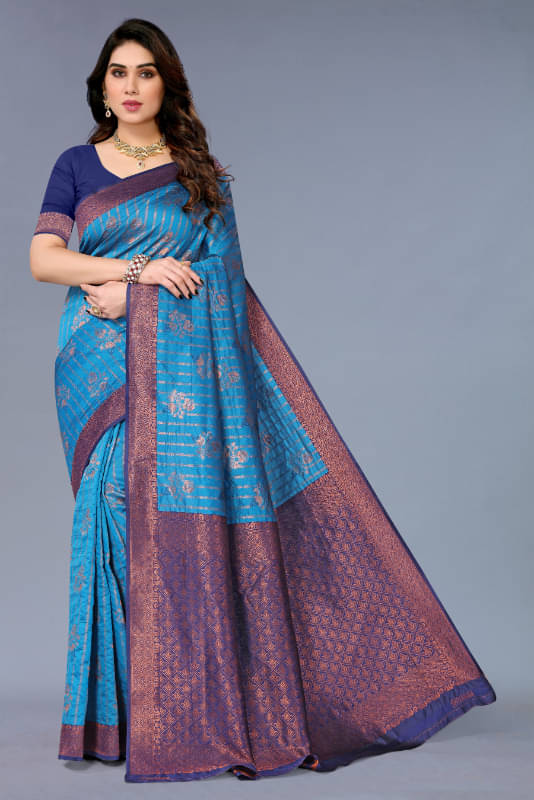     			Aadvika Banarasi Silk Printed Saree With Unstitched Blouse Piece ( Multicolour )