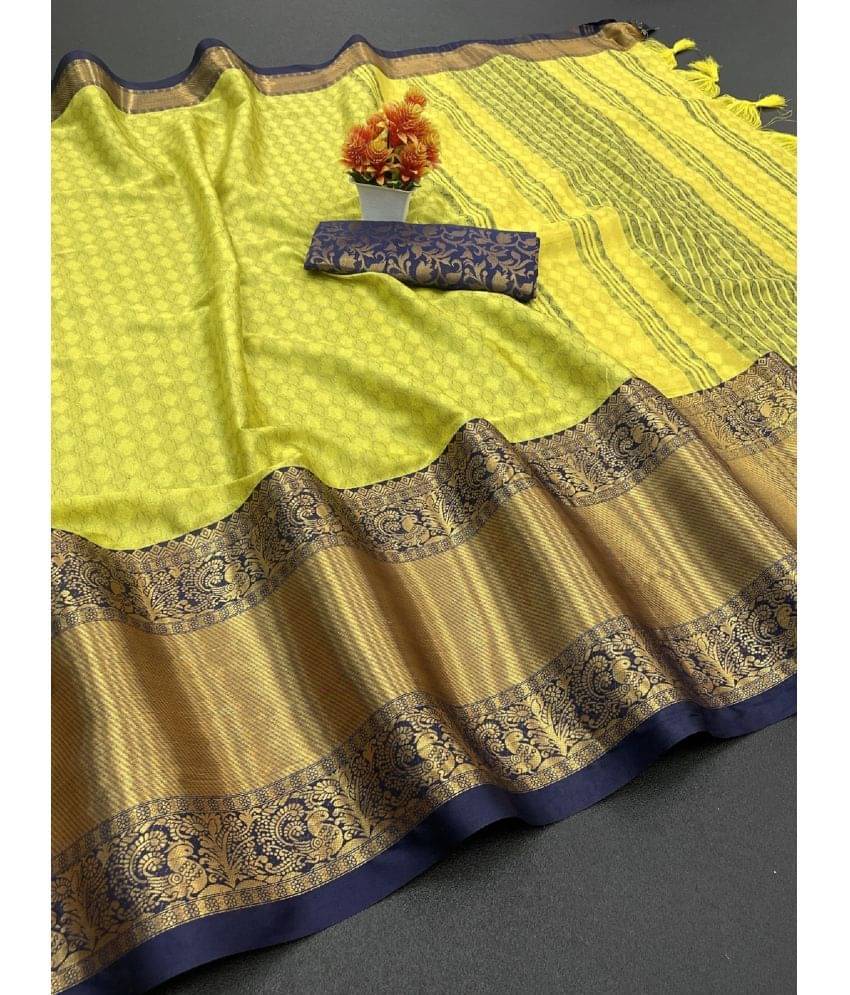 Apnisha Cotton Silk Embellished Saree With Unstitched Blouse Piece ( Yellow ) Apnisha Cotton Silk Embellished Saree With Unstitched Blouse Piece ( Yellow )
