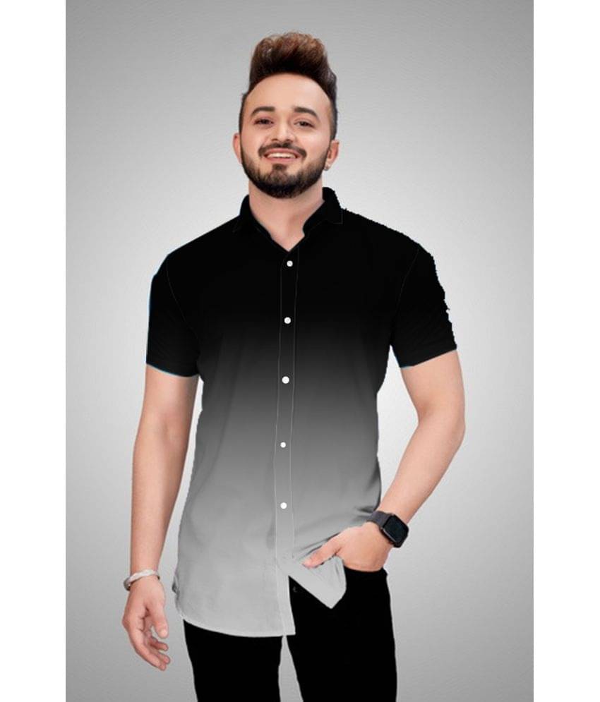 BOUGHT FIRST Cotton Blend Regular Fit Dyed Half Sleeves Men's Casual Shirt - Black ( Pack of 1 ) BOUGHT FIRST Cotton Blend Regular Fit Dyed Half Sleeves Men's Casual Shirt - Black ( Pack of 1 )