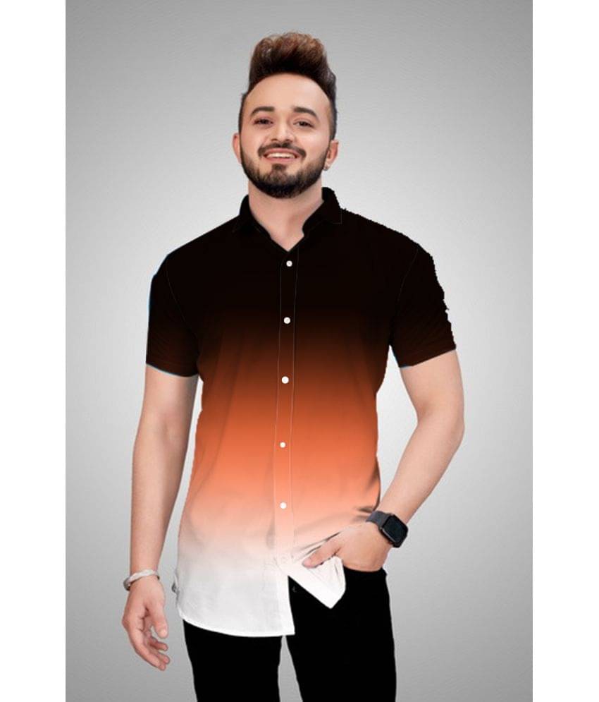     			BOUGHT FIRST Cotton Blend Regular Fit Dyed Half Sleeves Men's Casual Shirt - Orange ( Pack of 1 )