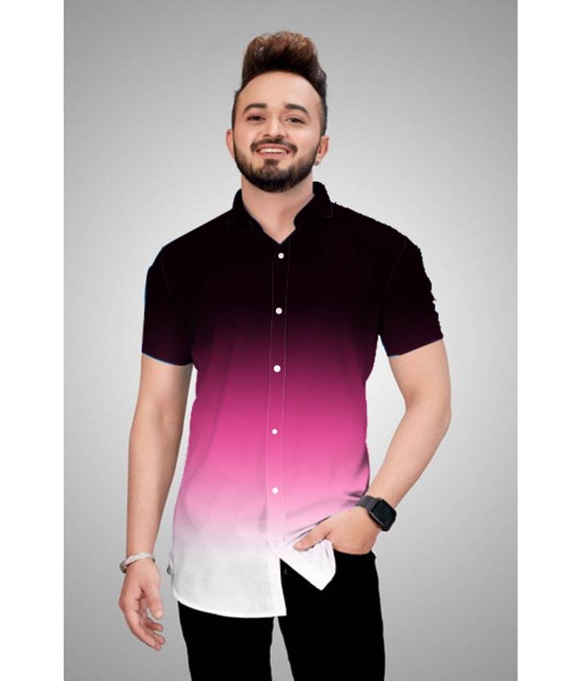 BOUGHT FIRST Cotton Blend Regular Fit Dyed Half Sleeves Men's Casual Shirt - Pink ( Pack of 1 ) BOUGHT FIRST Cotton Blend Regular Fit Dyed Half Sleeves Men's Casual Shirt - Pink ( Pack of 1 )