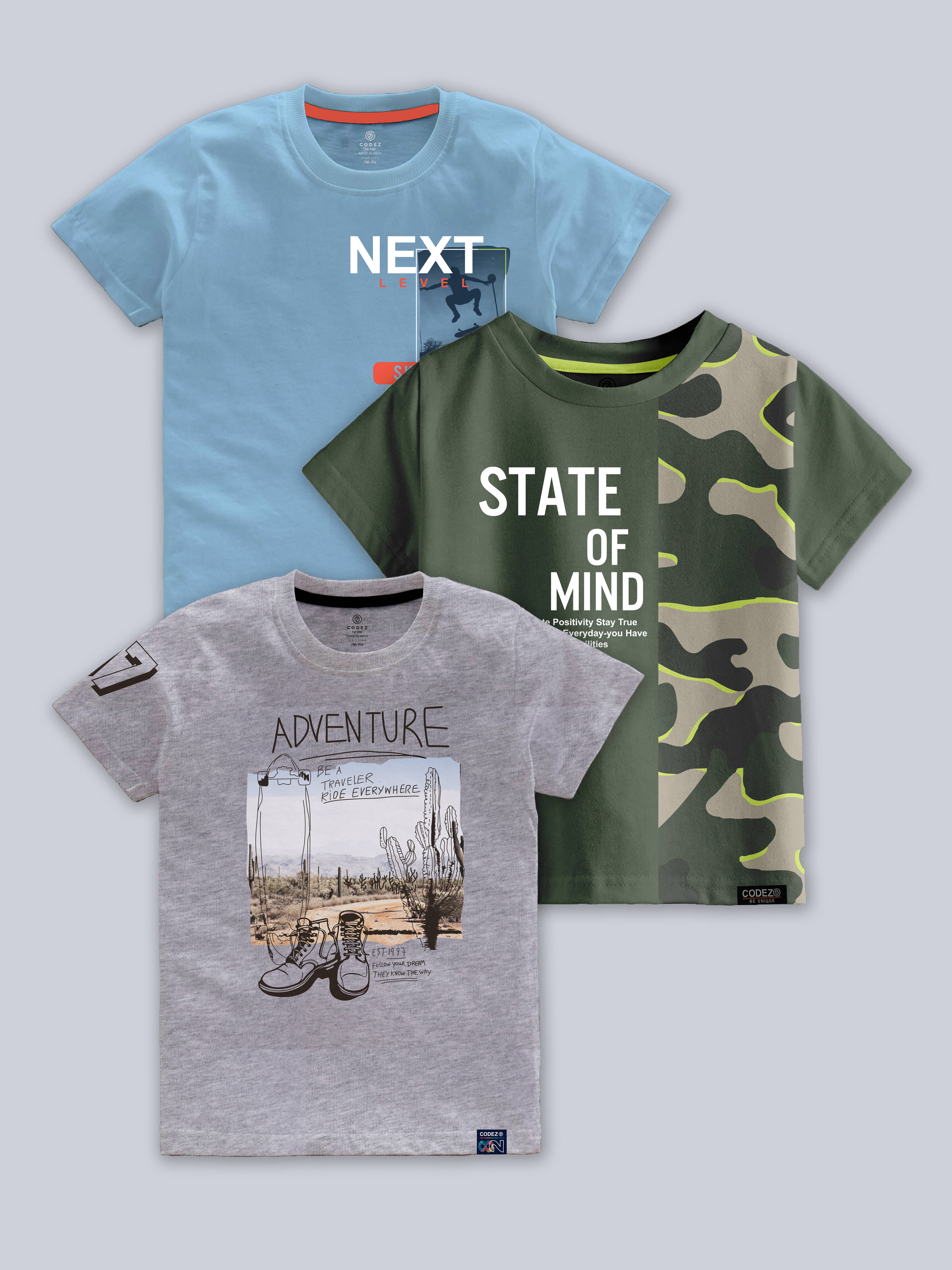 CODEZ Pack of 1 Boys Cotton Blend T-Shirt ( Multicolor )