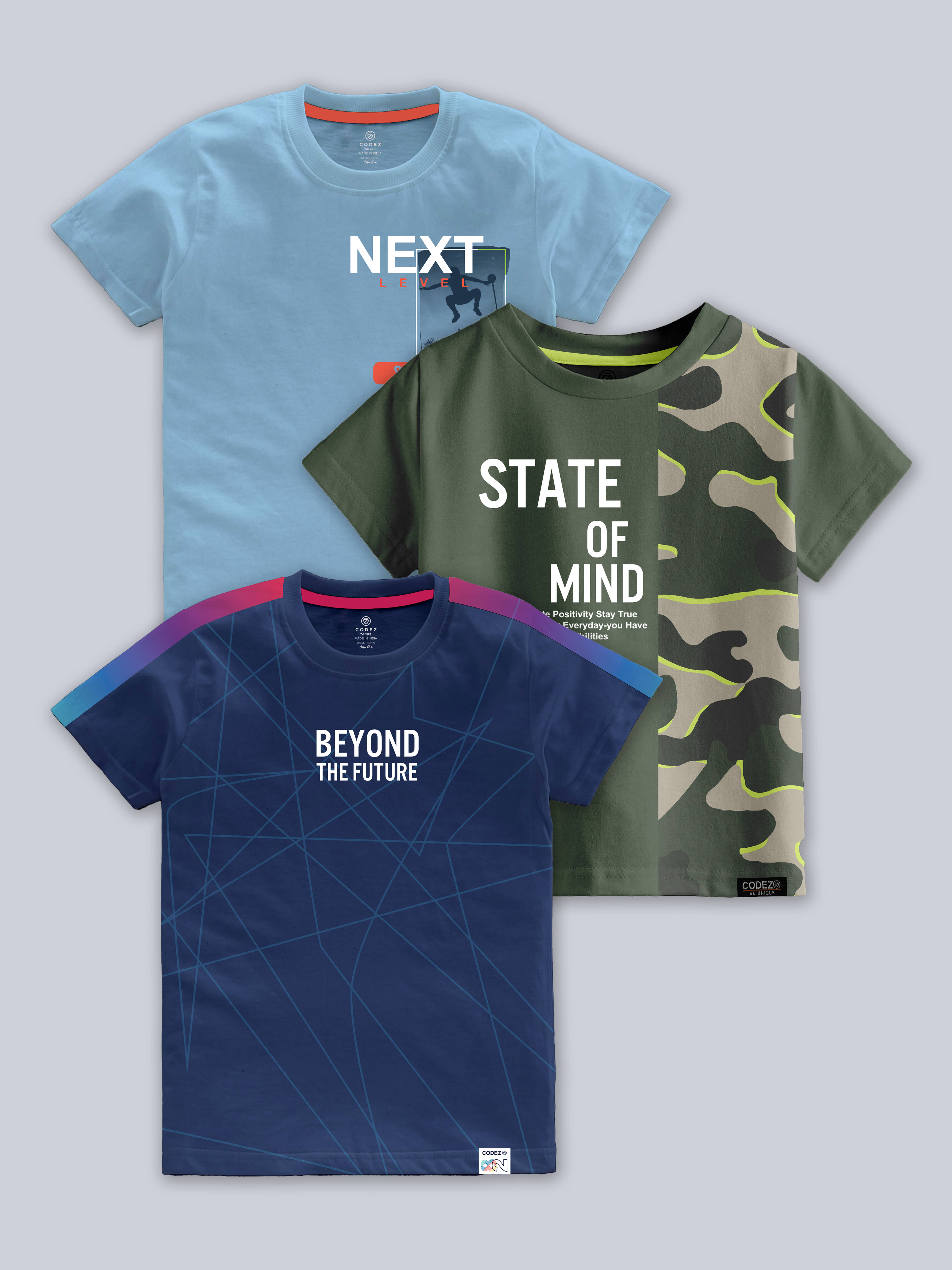 CODEZ Pack of 1 Boys Cotton Blend T-Shirt ( Multicolor )