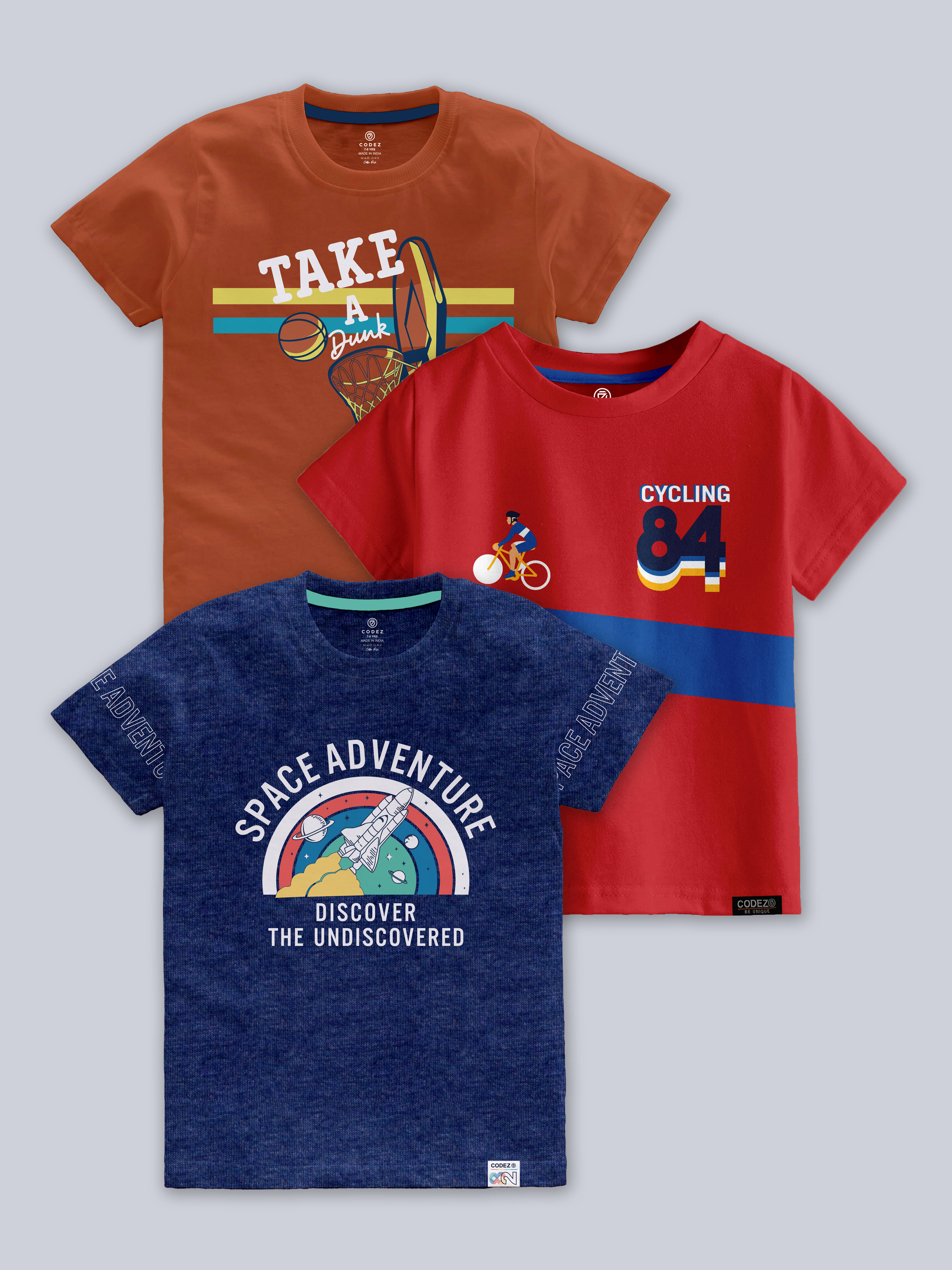 CODEZ Pack of 1 Boys Cotton Blend T-Shirt ( Multicolor )