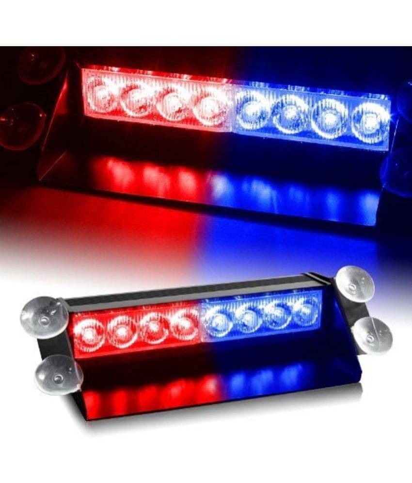 Waterproof 8 LED Red Blue Police Flashing Light for All Cars- Material: Metal & Plastic, 1 Unit Waterproof 8 LED Red Blue Police Flashing Light for All Cars- Material: Metal & Plastic, 1 Unit