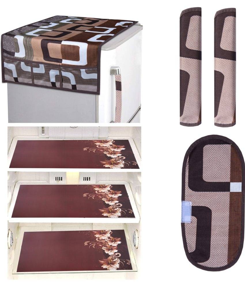 Crosmo Polyester Abstract Fridge Mat & Cover ( 64 18 ) Pack of 6 - Brown Crosmo Polyester Abstract Fridge Mat & Cover ( 64 18 ) Pack of 6 - Brown