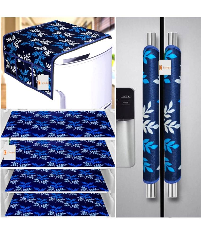     			Crosmo Polyester Floral Printed Fridge Mat & Cover ( 64 18 ) Pack of 7 - Multicolor