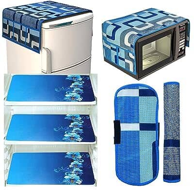 Crosmo Polyester Floral Printed Fridge Mat & Cover ( 64 18 ) Pack of 7 - Multicolor