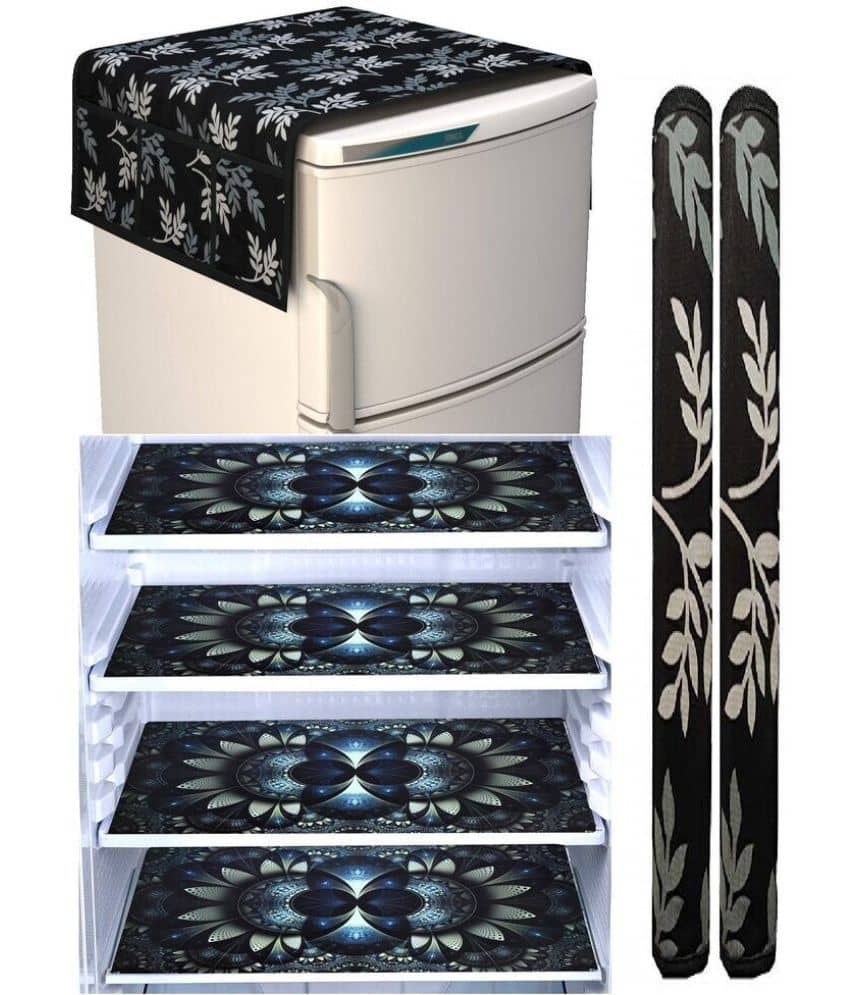 Crosmo Polyester Floral Printed Fridge Mat & Cover ( 64 18 ) Pack of 7 - Multicolor