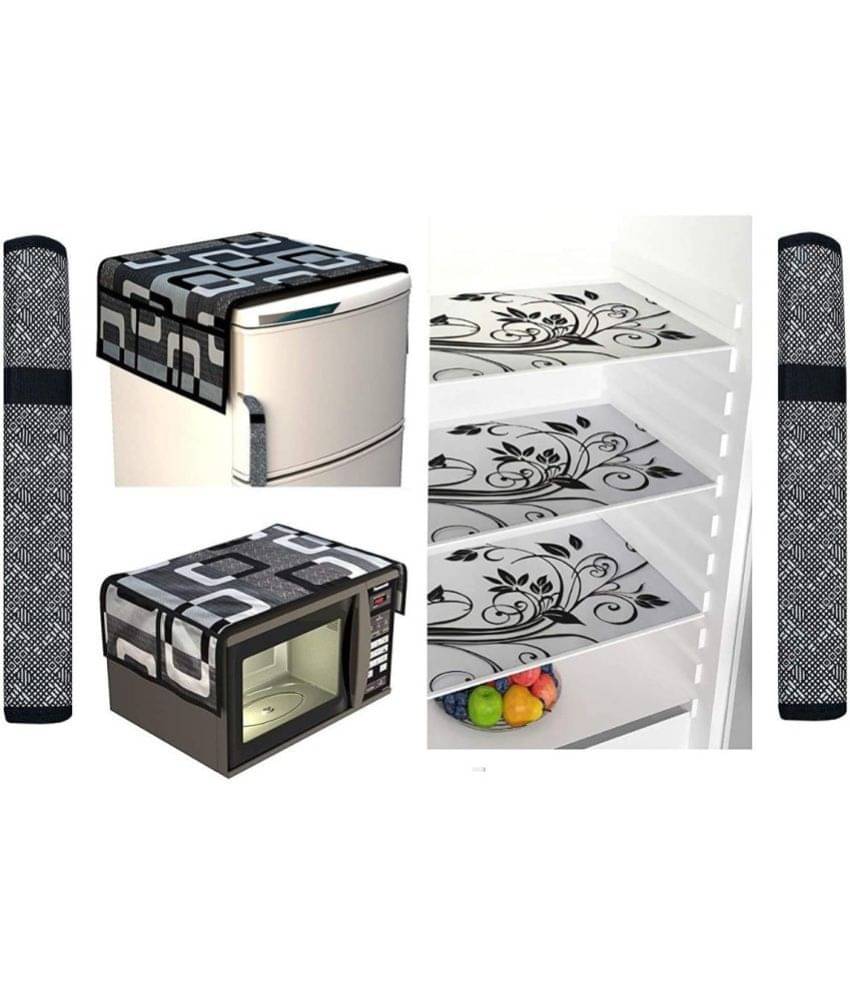 Crosmo Polyester Geometric Fridge Mat & Cover ( 64 18 ) Pack of 7 - Black Crosmo Polyester Geometric Fridge Mat & Cover ( 64 18 ) Pack of 7 - Black