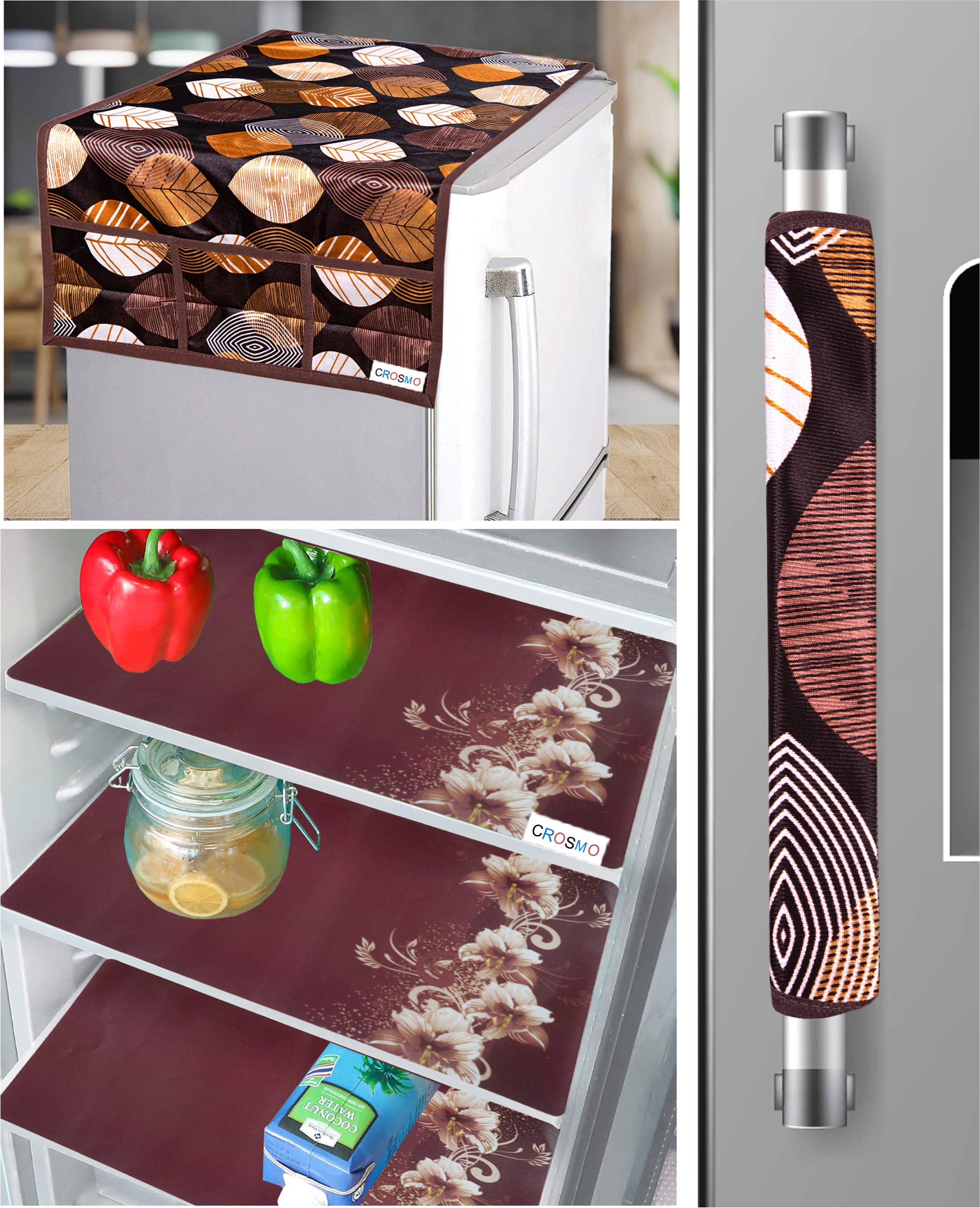 Crosmo Polyester Nature Fridge Mat & Cover ( 64 18 ) Pack of 5 - Multicolor Crosmo Polyester Nature Fridge Mat & Cover ( 64 18 ) Pack of 5 - Multicolor