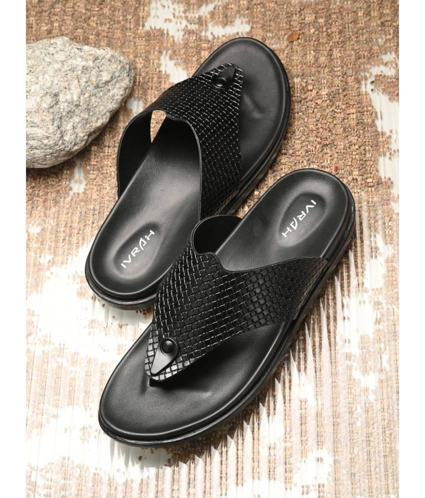     			IVRAH Black Men's Leather Slipper