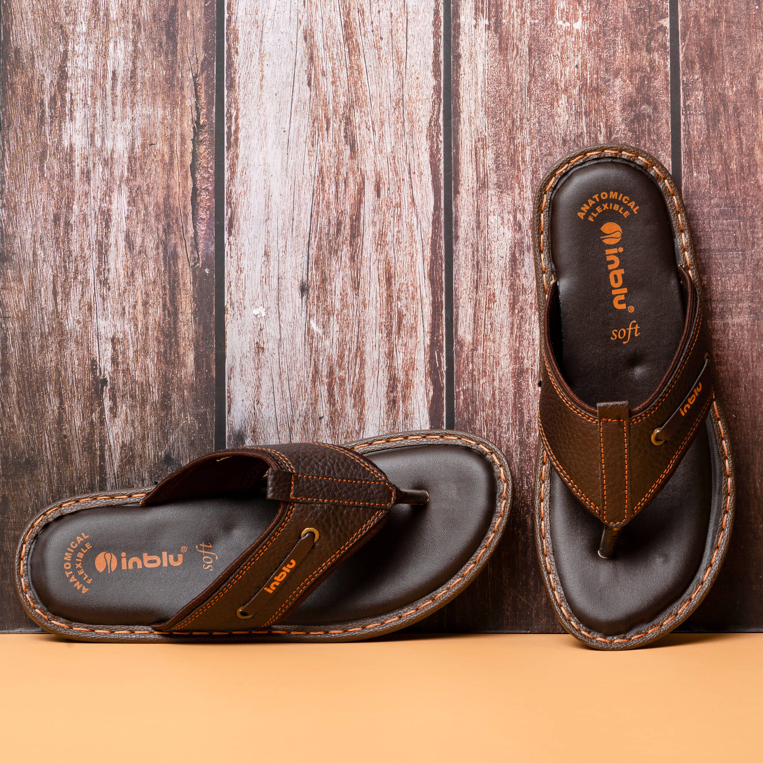     			Inblu Brown Men's Thong Flip Flop