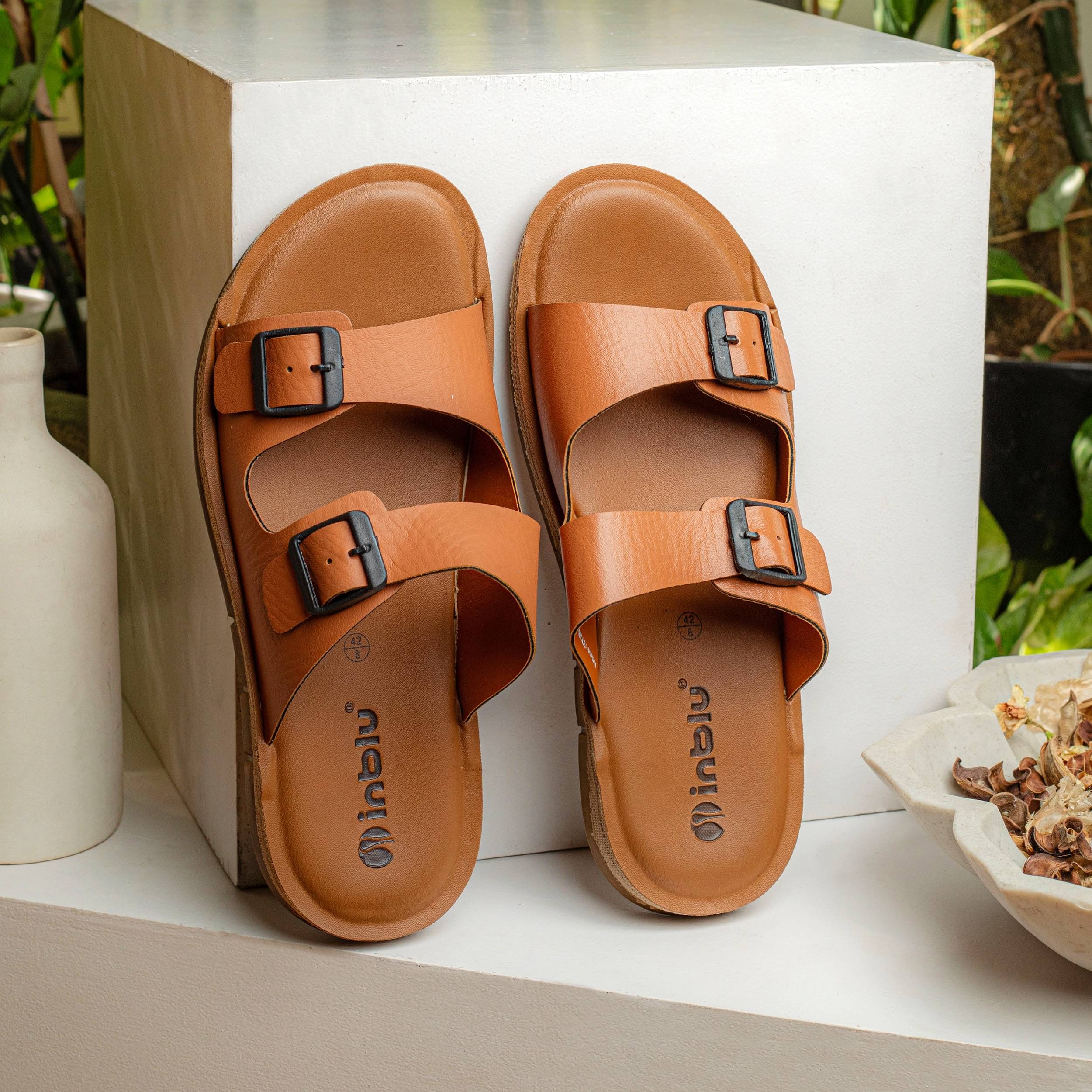     			Inblu Tan Men's Slide Flip Flop