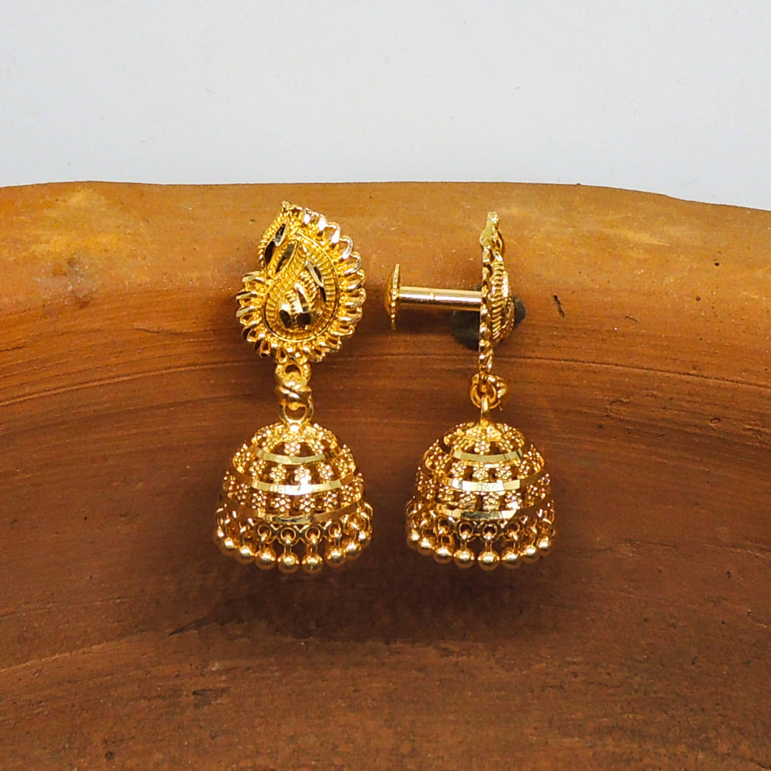 LUV FASHION Golden Jhumki Earrings ( Pack of 1 ) - Earrings | Buy online on ZillyBuy