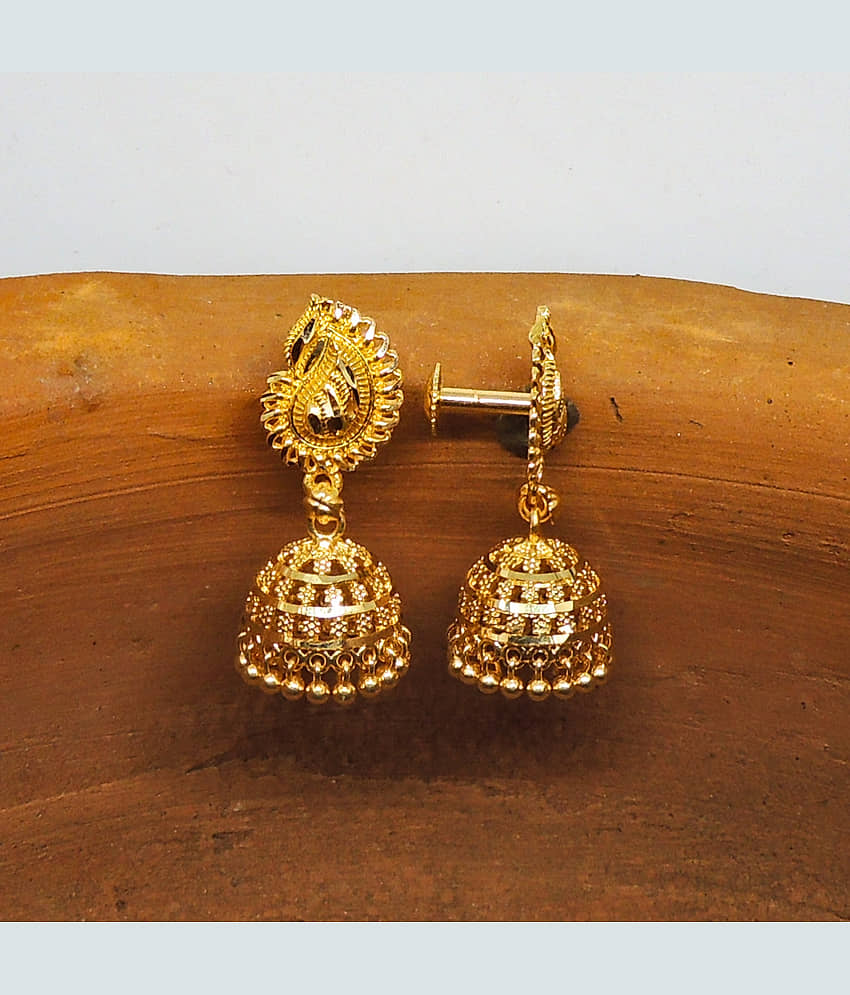 LUV FASHION Golden Jhumki Earrings ( Pack of 1 ) - Earrings | Buy online on ZillyBuy