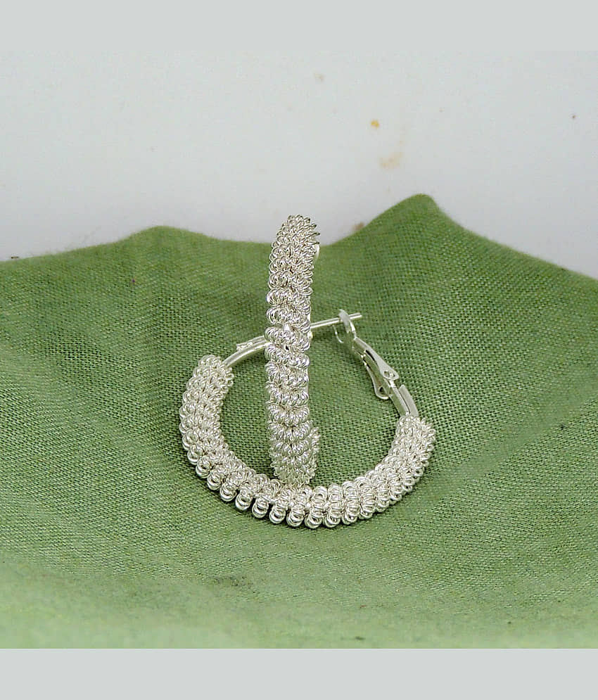 LUV FASHION Silver Bali Earrings ( Pack of 1 ) - Earrings | Buy online on ZillyBuy