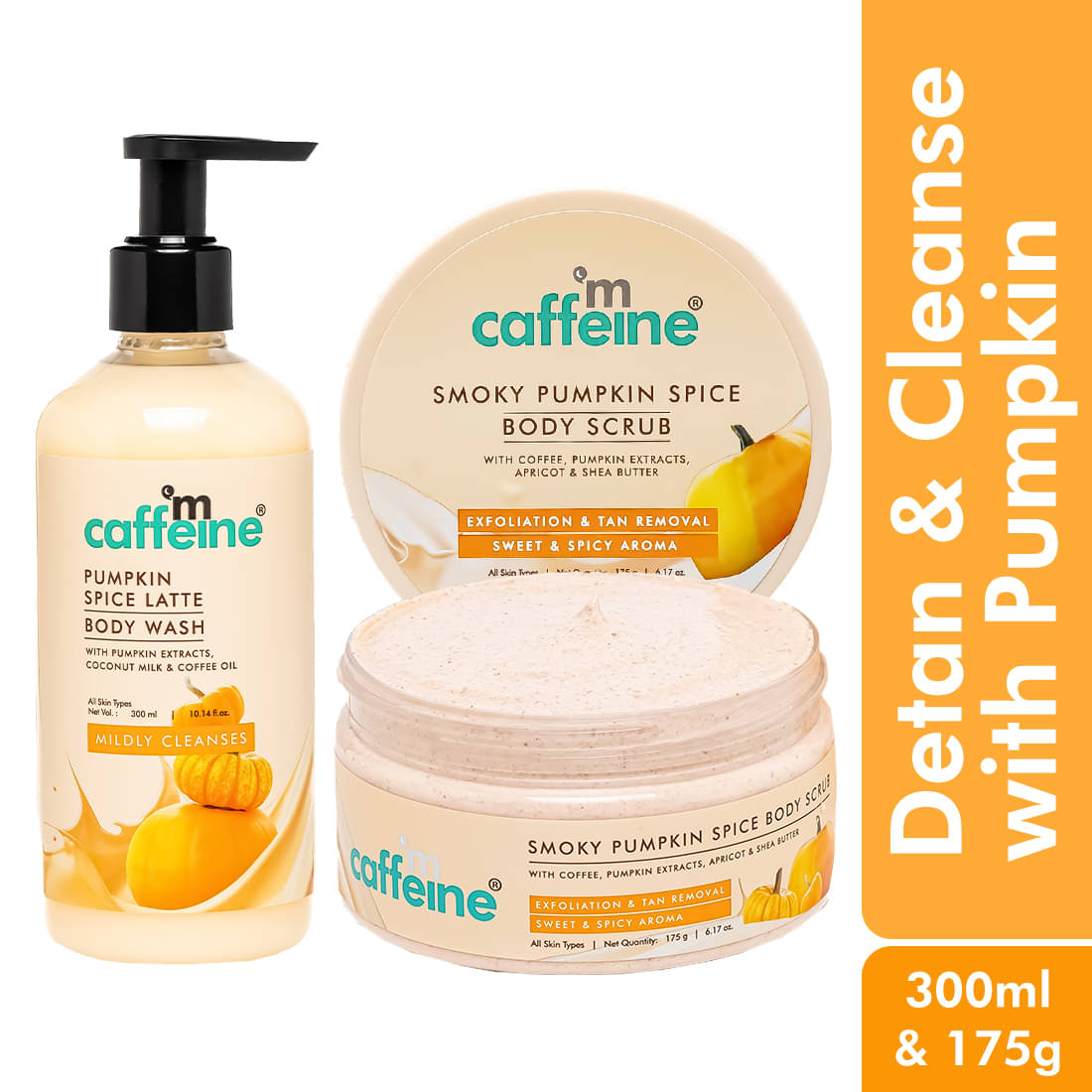     			mCaffeine Pumpkin Spice Body Wash 300ml & Body Scrub 175gm (Pack of 2)
