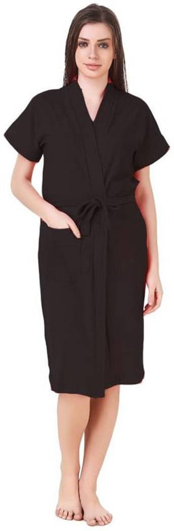    			Poorak Black Free Size Bathrobe ( Pack of 1 )