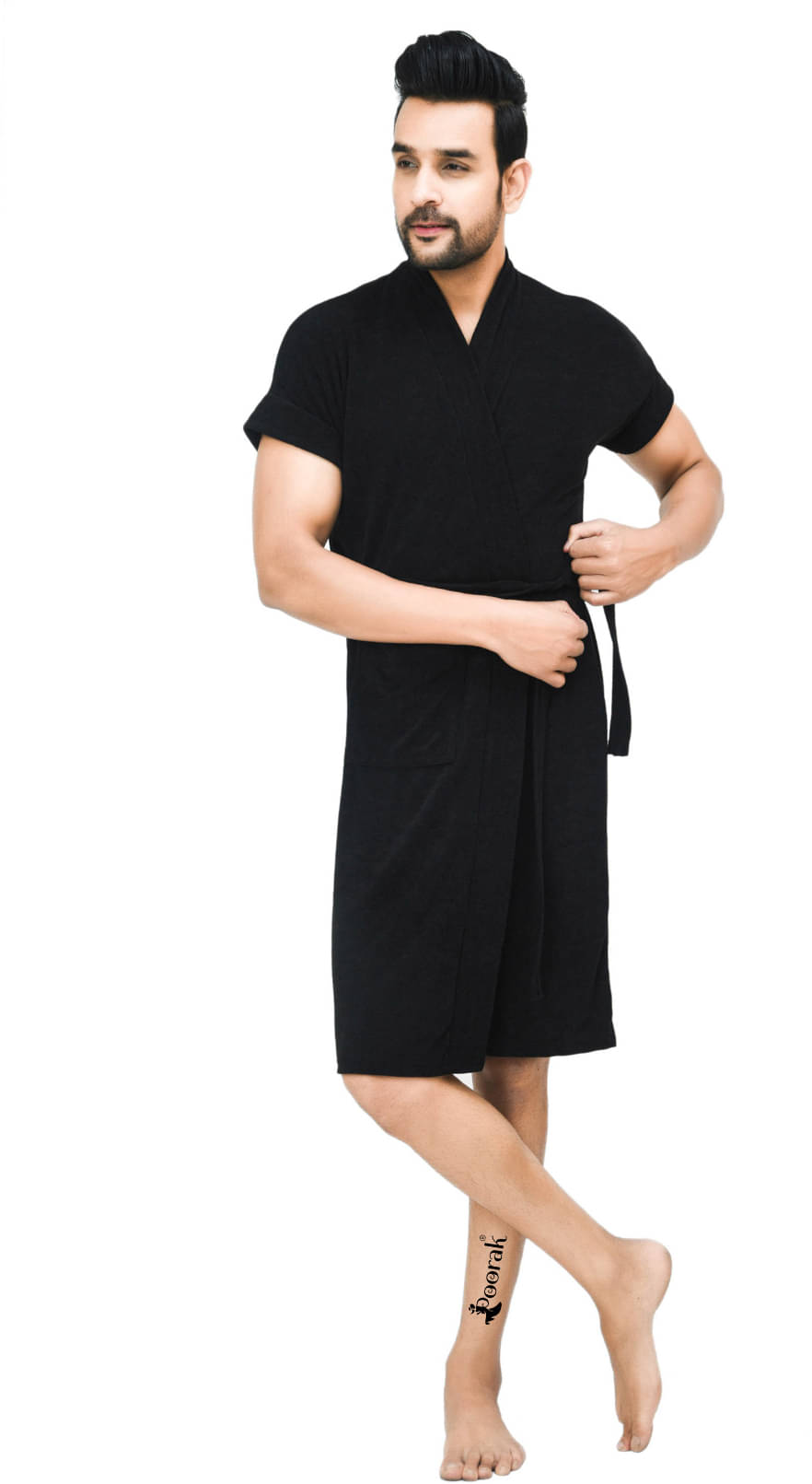    			Poorak Black Free Size Bathrobe ( Pack of 1 )