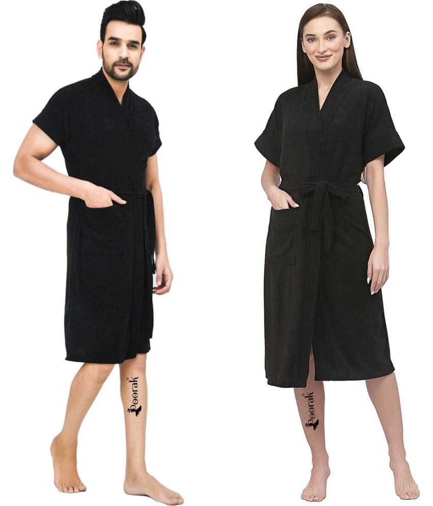     			Poorak Black Free Size Bathrobe ( Pack of 1 )