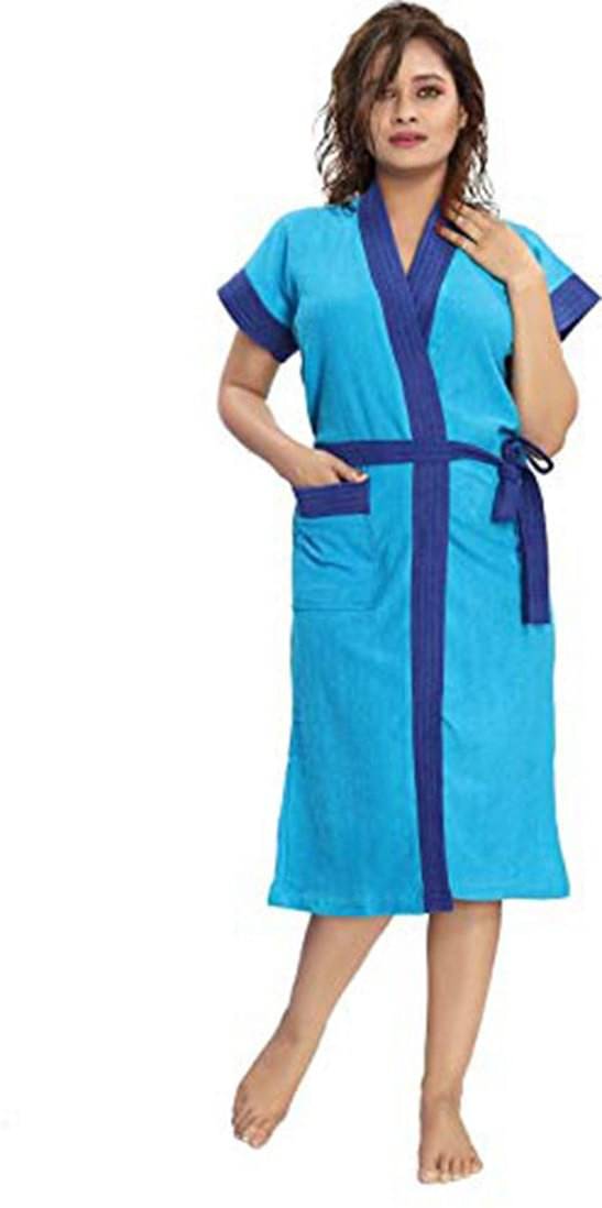     			Poorak Blue Free Size Bathrobe ( Pack of 1 )