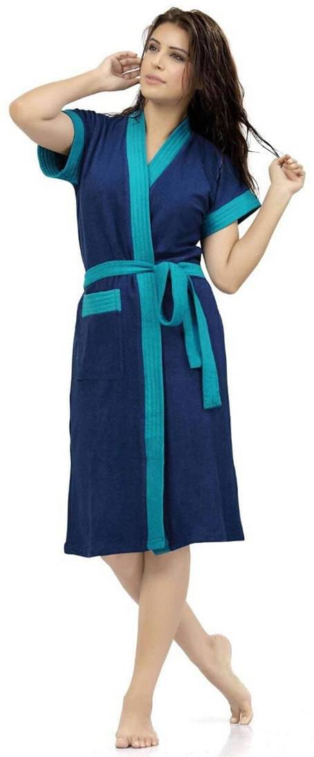     			Poorak Blue Free Size Bathrobe ( Pack of 1 )