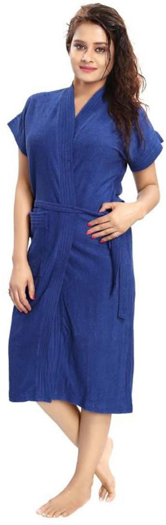     			Poorak Blue Free Size Bathrobe ( Pack of 1 )