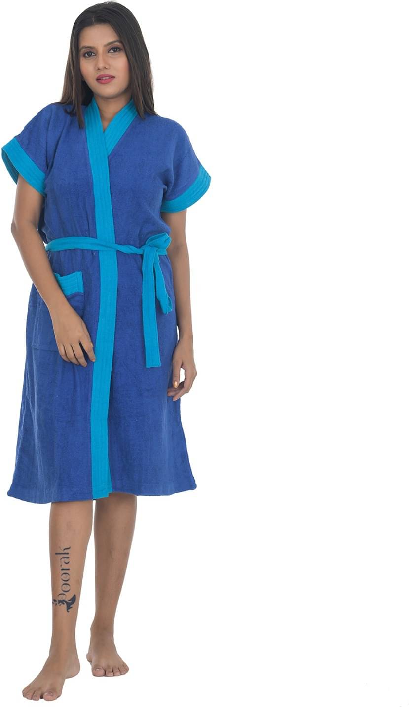     			Poorak Blue Free Size Bathrobe ( Pack of 1 )